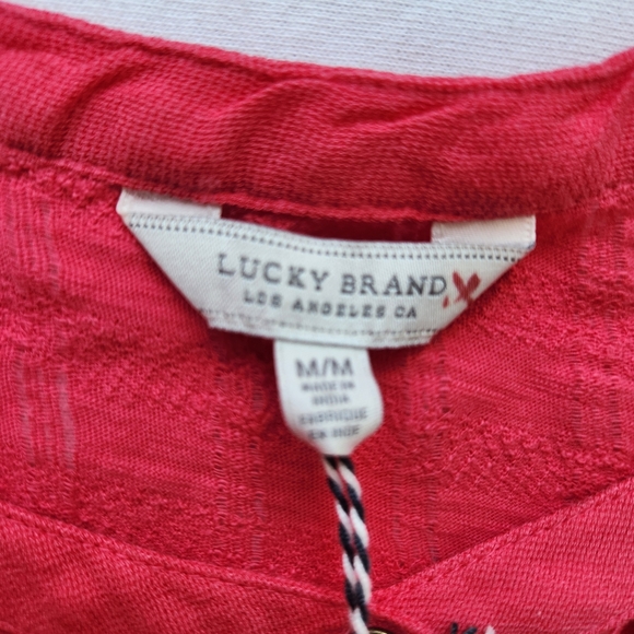 Lucky Brand Eyelet Yoke Tank Sleeveless Top Boho feminine Girly Cute Pink Medium - Picture 8 of 12